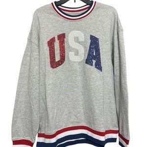 Simply Southern Red and Blue Sequins USA Sweater